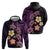 Hawaiian Turtles and Plumeria Hoodie Polynesian Art Tribal Tattoo Deep Violet Color