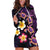 Hawaiian Turtles and Plumeria Hoodie Dress Polynesian Art Tribal Tattoo Deep Violet Color