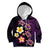 Hawaiian Turtles and Plumeria Kid Hoodie Polynesian Art Tribal Tattoo Deep Violet Color