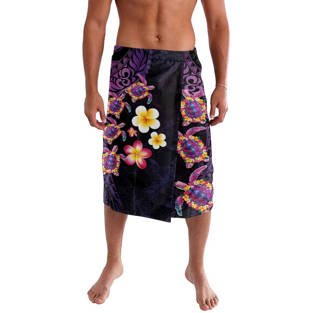 Hawaiian Turtles and Plumeria Lavalava Polynesian Art Tribal Tattoo Deep Violet Color