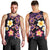 Hawaiian Turtles and Plumeria Men Tank Top Polynesian Art Tribal Tattoo Deep Violet Color