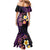 Hawaiian Turtles and Plumeria Mermaid Dress Polynesian Art Tribal Tattoo Deep Violet Color