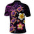 Hawaiian Turtles and Plumeria Polo Shirt Polynesian Art Tribal Tattoo Deep Violet Color