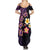 Hawaiian Turtles and Plumeria Summer Maxi Dress Polynesian Art Tribal Tattoo Deep Violet Color