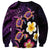 Hawaiian Turtles and Plumeria Sweatshirt Polynesian Art Tribal Tattoo Deep Violet Color