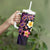 Hawaiian Turtles and Plumeria Tumbler With Handle Polynesian Art Tribal Tattoo Deep Violet Color