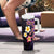 Hawaiian Turtles and Plumeria Tumbler With Handle Polynesian Art Tribal Tattoo Deep Violet Color