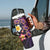 Hawaiian Turtles and Plumeria Tumbler With Handle Polynesian Art Tribal Tattoo Deep Violet Color