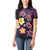 Hawaiian Turtles and Plumeria Women Polo Shirt Polynesian Art Tribal Tattoo Deep Violet Color