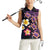 Hawaiian Turtles and Plumeria Women Sleeveless Polo Shirt Polynesian Art Tribal Tattoo Deep Violet Color