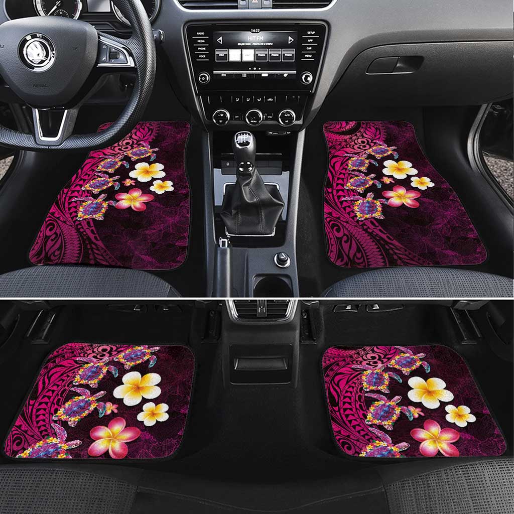 Hawaiian Turtles and Plumeria Car Mats Polynesian Art Tribal Tattoo Cerise LT03 Set 4pcs Pink - Polynesian Pride