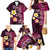 Hawaiian Turtles and Plumeria Family Matching Mermaid Dress and Hawaiian Shirt Polynesian Art Tribal Tattoo Cerise