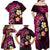 Hawaiian Turtles and Plumeria Family Matching Off Shoulder Maxi Dress and Hawaiian Shirt Polynesian Art Tribal Tattoo Cerise