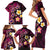 Hawaiian Turtles and Plumeria Family Matching Short Sleeve Bodycon Dress and Hawaiian Shirt Polynesian Art Tribal Tattoo Cerise