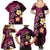 Hawaiian Turtles and Plumeria Family Matching Summer Maxi Dress and Hawaiian Shirt Polynesian Art Tribal Tattoo Cerise