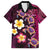 Hawaiian Turtles and Plumeria Family Matching Summer Maxi Dress and Hawaiian Shirt Polynesian Art Tribal Tattoo Cerise