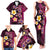 Hawaiian Turtles and Plumeria Family Matching Tank Maxi Dress and Hawaiian Shirt Polynesian Art Tribal Tattoo Cerise