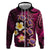 Hawaiian Turtles and Plumeria Hoodie Polynesian Art Tribal Tattoo Cerise