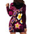 Hawaiian Turtles and Plumeria Hoodie Dress Polynesian Art Tribal Tattoo Cerise