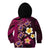 Hawaiian Turtles and Plumeria Kid Hoodie Polynesian Art Tribal Tattoo Cerise