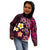 Hawaiian Turtles and Plumeria Kid Hoodie Polynesian Art Tribal Tattoo Cerise