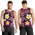 Hawaiian Turtles and Plumeria Men Tank Top Polynesian Art Tribal Tattoo Cerise