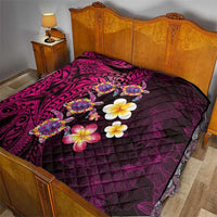 Hawaiian Turtles and Plumeria Quilt Polynesian Art Tribal Tattoo Cerise LT03 - Polynesian Pride