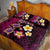 Hawaiian Turtles and Plumeria Quilt Bed Set Polynesian Art Tribal Tattoo Cerise