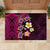 Hawaiian Turtles and Plumeria Rubber Doormat Polynesian Art Tribal Tattoo Cerise