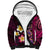 Hawaiian Turtles and Plumeria Sherpa Hoodie Polynesian Art Tribal Tattoo Cerise