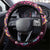 Hawaiian Turtles and Plumeria Steering Wheel Cover Polynesian Art Tribal Tattoo Cerise