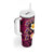 Hawaiian Turtles and Plumeria Tumbler With Handle Polynesian Art Tribal Tattoo Cerise