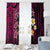 Hawaiian Turtles and Plumeria Window Curtain Polynesian Art Tribal Tattoo Cerise