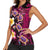 Hawaiian Turtles and Plumeria Women Sleeveless Polo Shirt Polynesian Art Tribal Tattoo Cerise