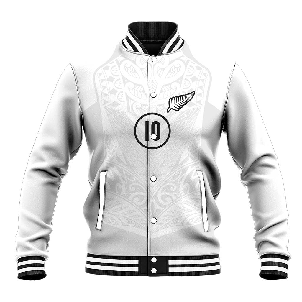 Custom New Zealand Football Baseball Jacket The Whites-Sporty T90 Style LT03 Unisex White - Polynesian Pride
