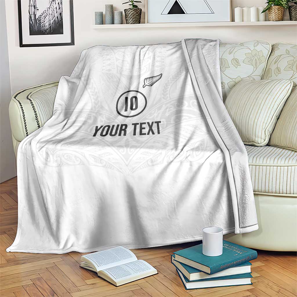 Custom New Zealand Football Blanket The Whites-Sporty T90 Style LT03 White - Polynesian Pride