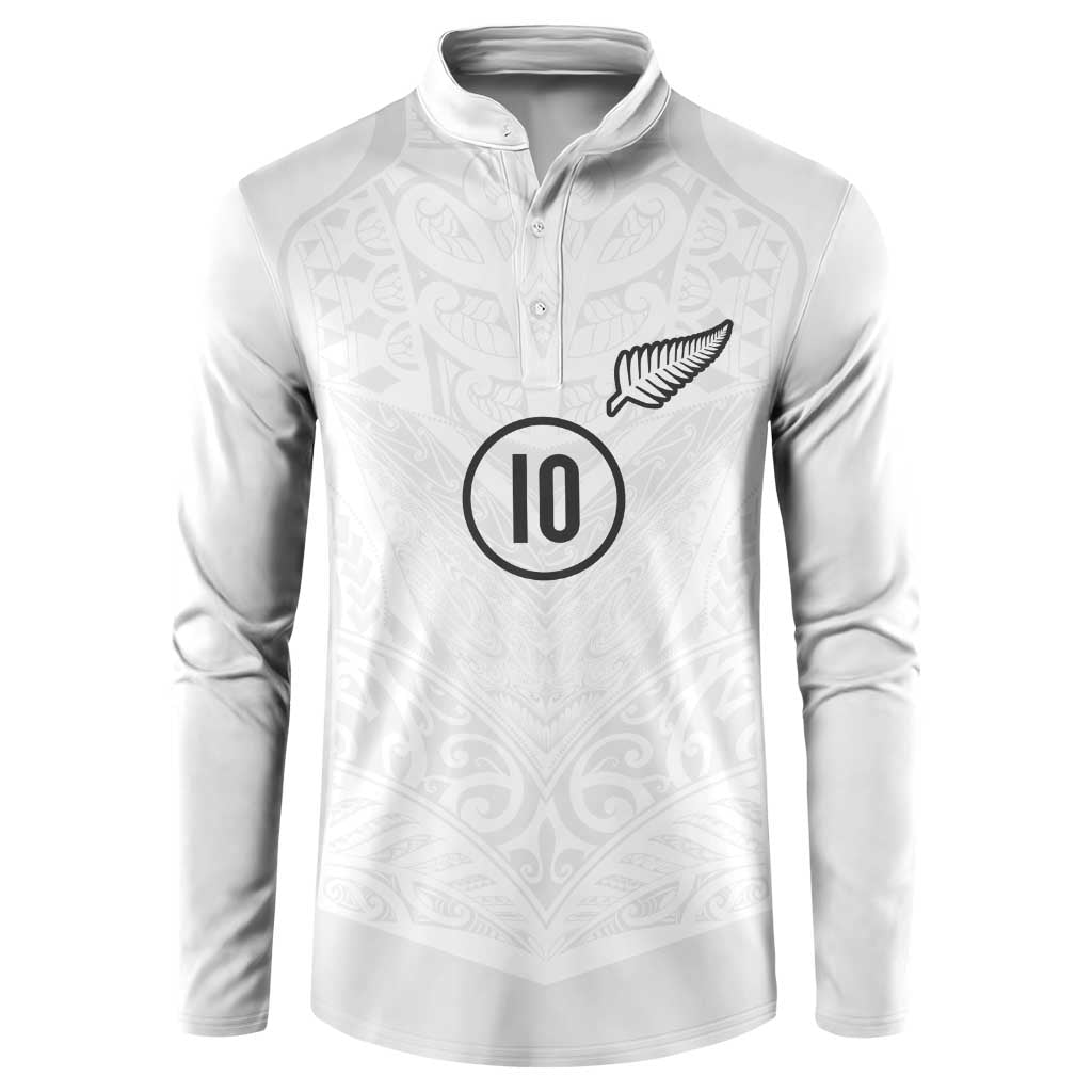 Custom New Zealand Football Button Sweatshirt The Whites-Sporty T90 Style LT03 White - Polynesian Pride