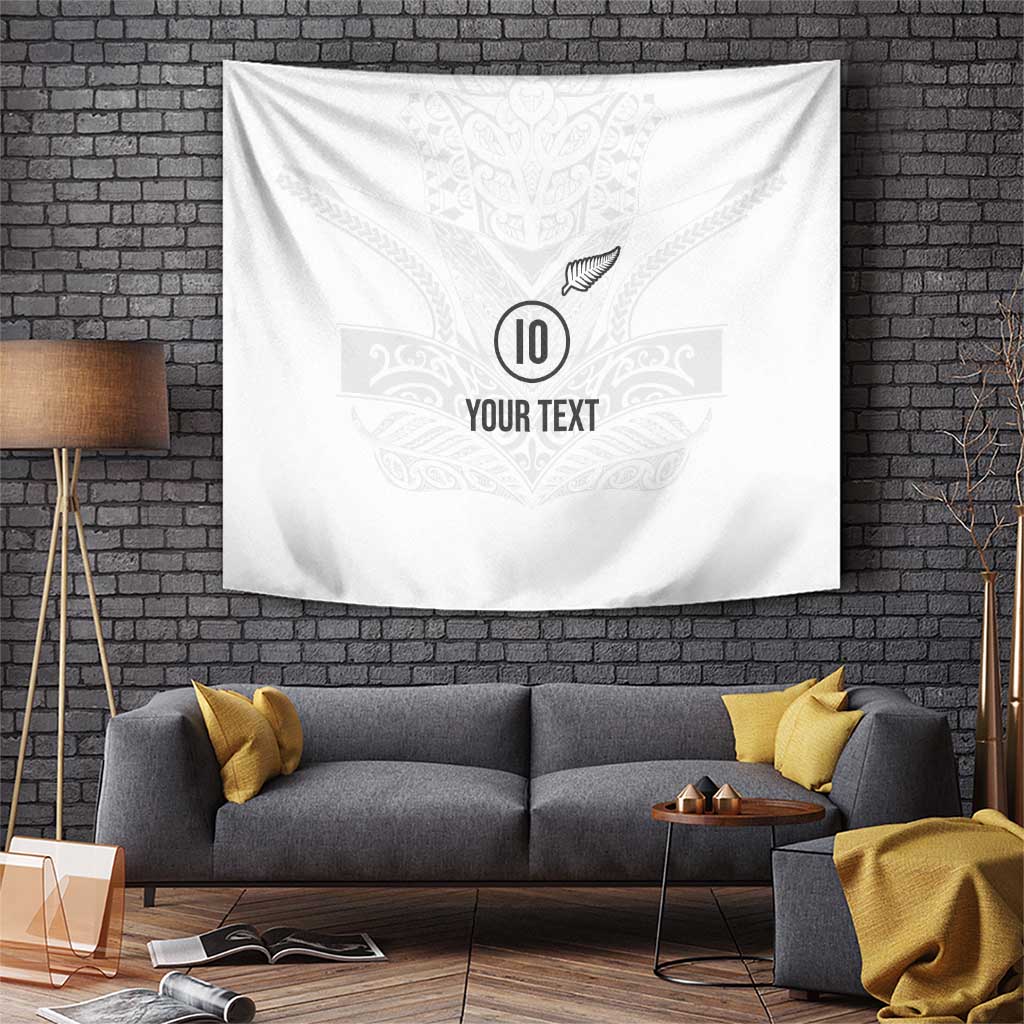 Custom New Zealand Football Tapestry The Whites-Sporty T90 Style LT03 White - Polynesian Pride