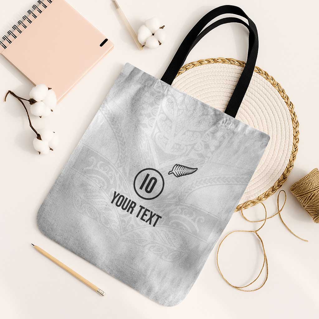 Custom New Zealand Football Tote Bag The Whites-Sporty T90 Style LT03 Black Strap One Size White - Polynesian Pride