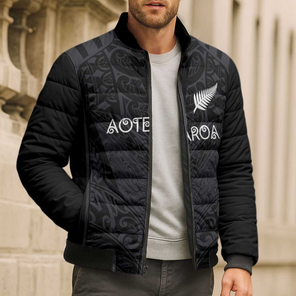Custom Aotearoa Rugby Bomber Puffer Jacket The Blacks-Sporty T90 Style LT03 - Polynesian Pride
