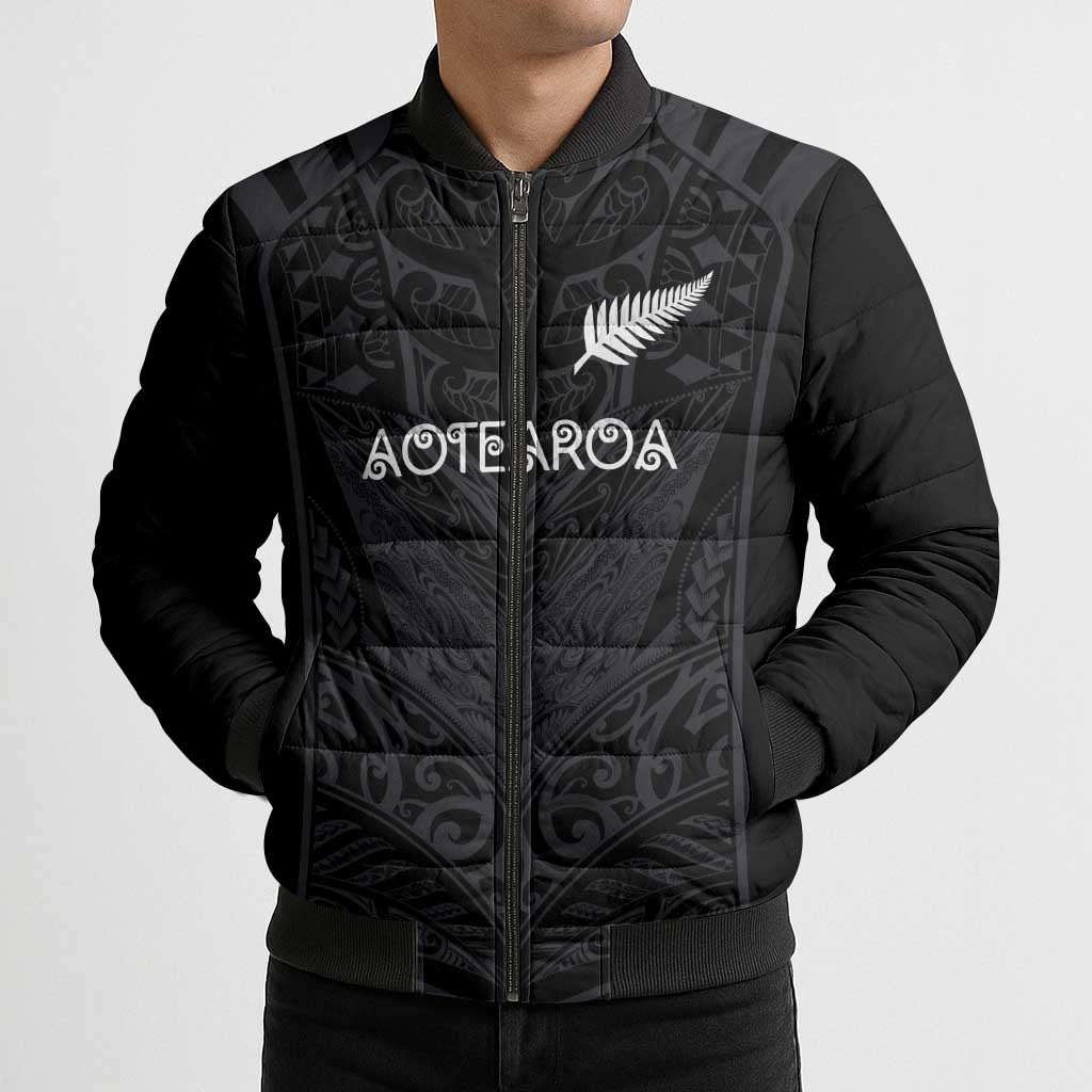 Custom Aotearoa Rugby Bomber Puffer Jacket The Blacks-Sporty T90 Style LT03 - Polynesian Pride