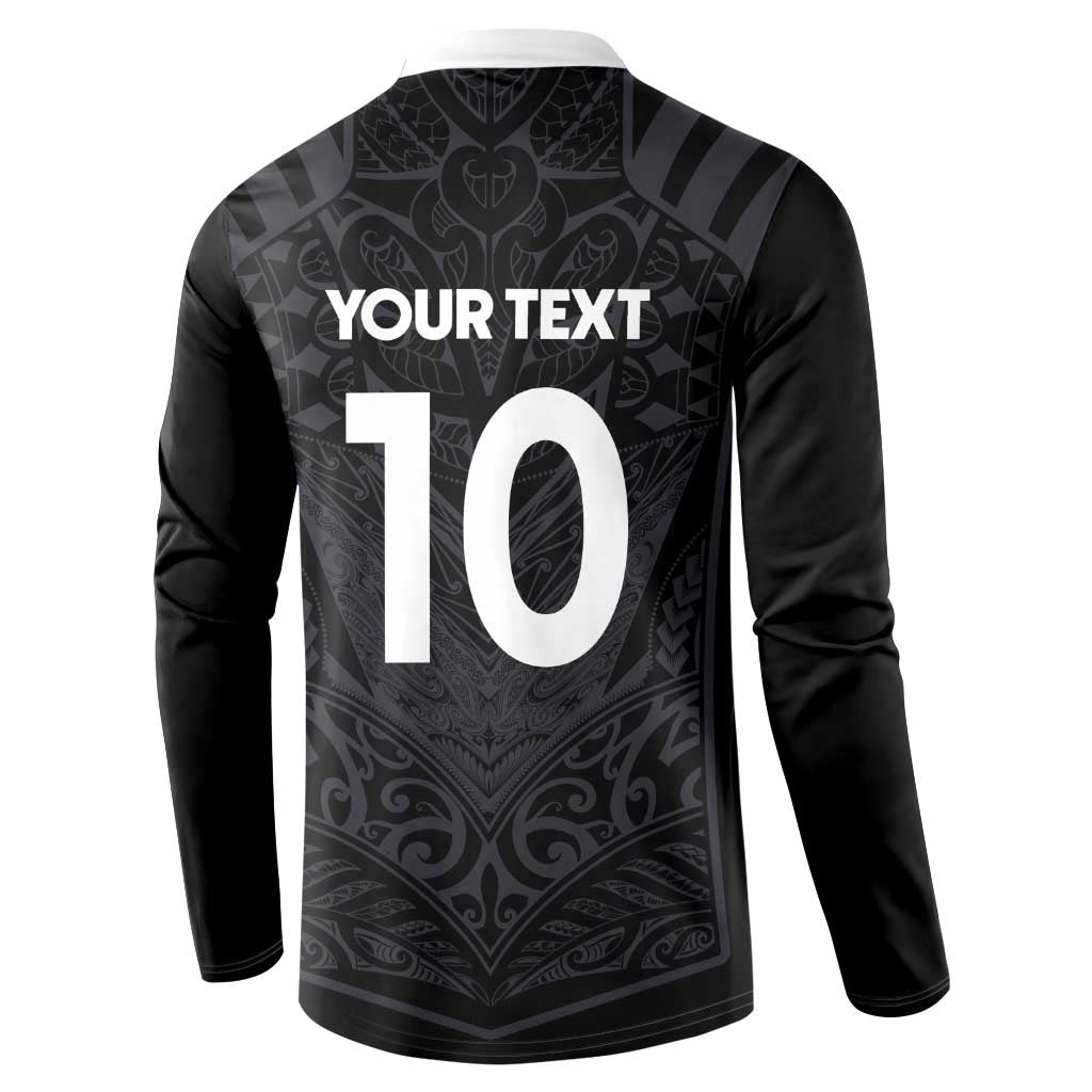 Custom Aotearoa Rugby Button Sweatshirt The Blacks-Sporty T90 Style LT03 - Polynesian Pride