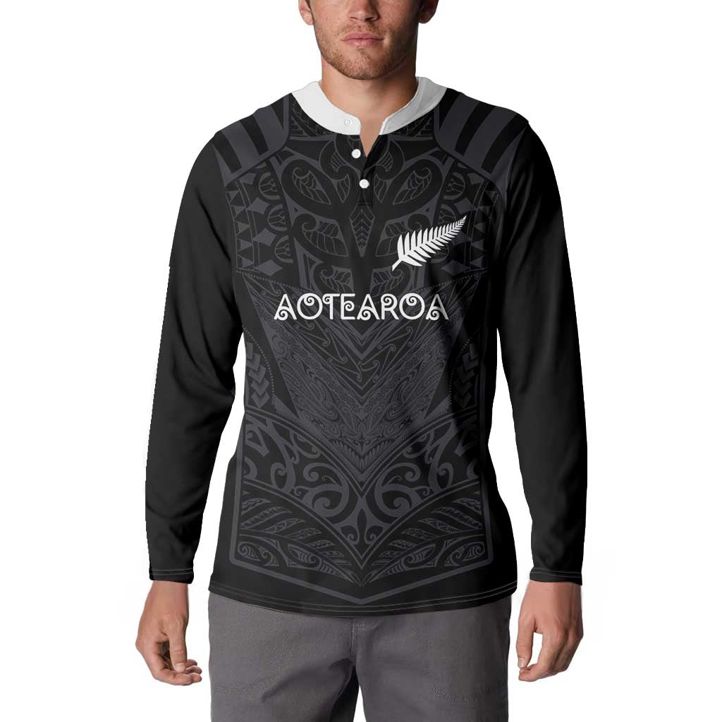 Custom Aotearoa Rugby Button Sweatshirt The Blacks-Sporty T90 Style LT03 - Polynesian Pride