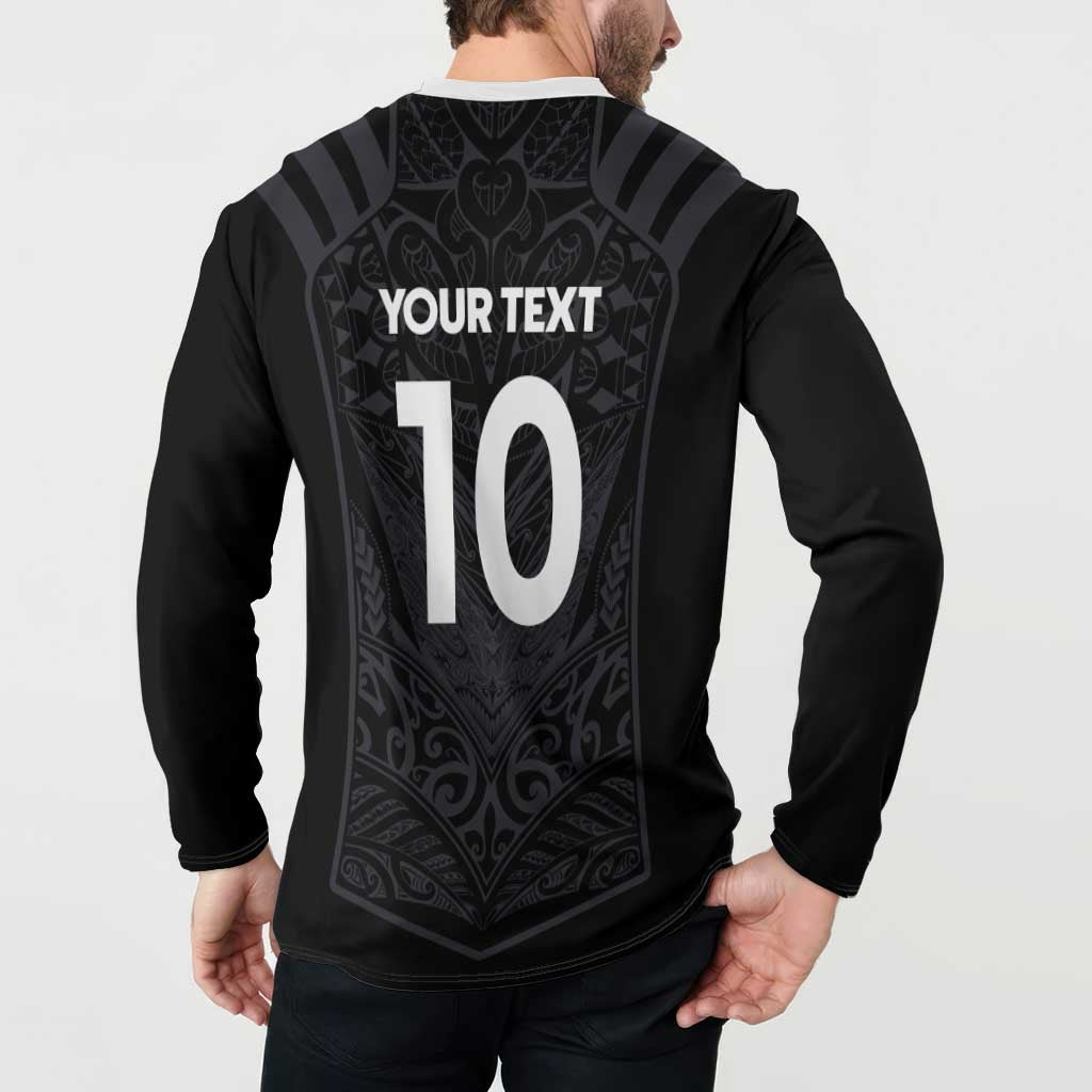 Custom Aotearoa Rugby Button Sweatshirt The Blacks-Sporty T90 Style LT03 - Polynesian Pride