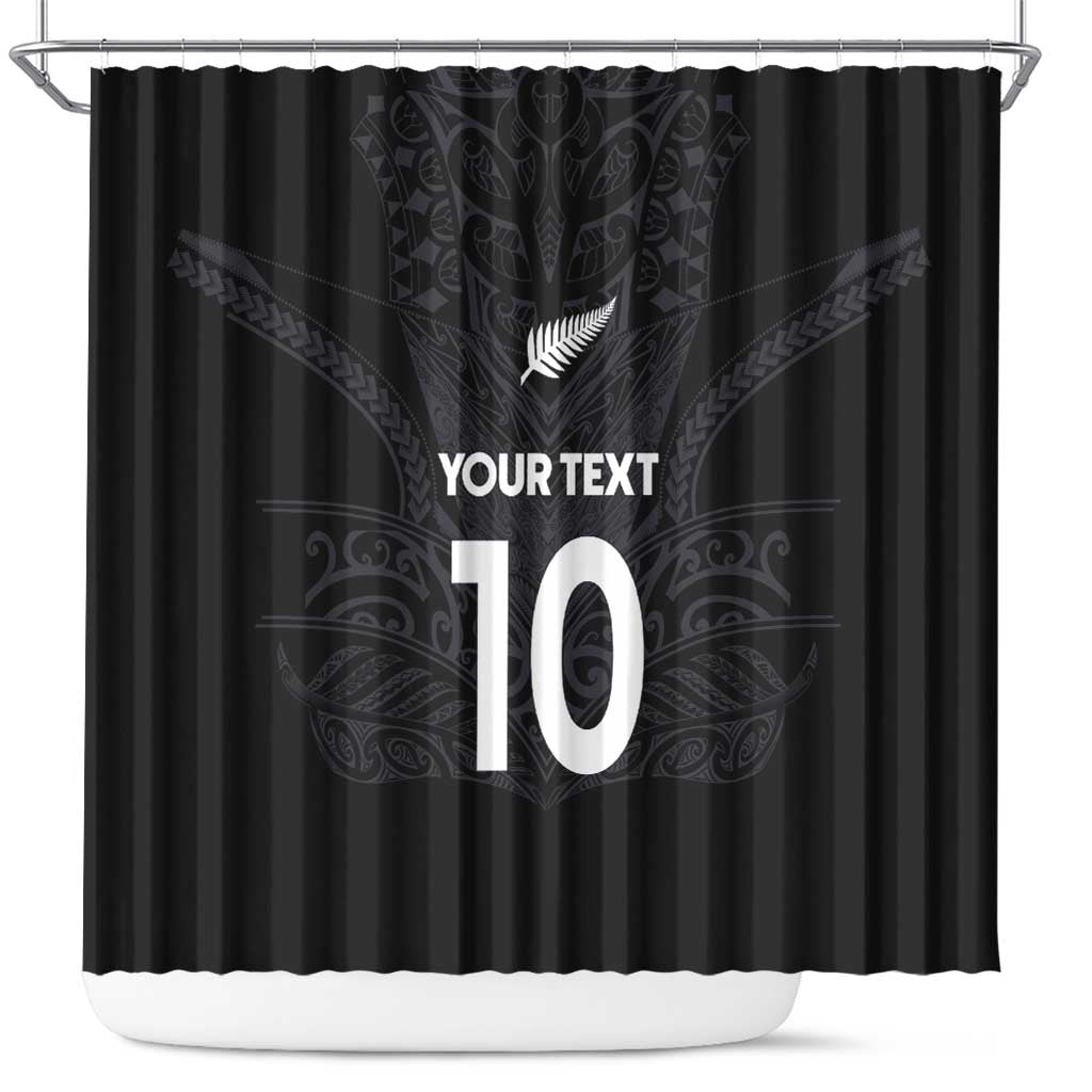 Custom Aotearoa Rugby Shower Curtain The Blacks-Sporty T90 Style LT03 Black - Polynesian Pride