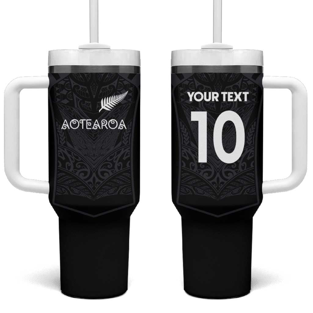 Custom Aotearoa Rugby Tumbler With Handle The Blacks-Sporty T90 Style LT03 One Size: 40 oz Black - Polynesian Pride