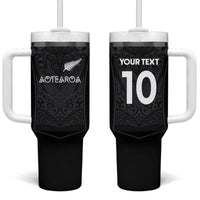 Custom Aotearoa Rugby Tumbler With Handle The Blacks-Sporty T90 Style LT03 One Size: 40 oz Black - Polynesian Pride