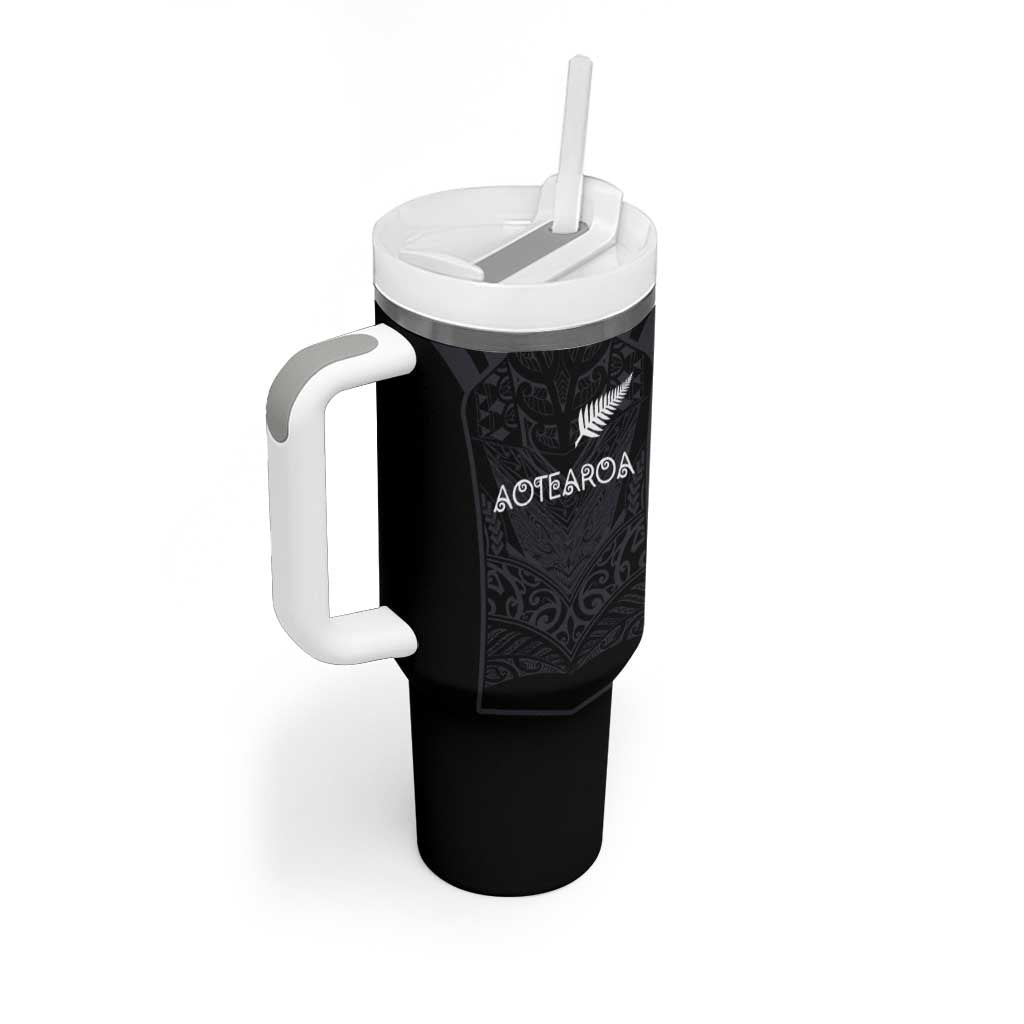 Custom Aotearoa Rugby Tumbler With Handle The Blacks-Sporty T90 Style LT03 - Polynesian Pride