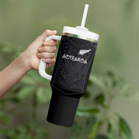 Custom Aotearoa Rugby Tumbler With Handle The Blacks-Sporty T90 Style LT03 - Polynesian Pride