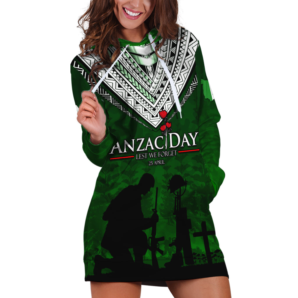 Norfolk Island ANZAC Day Hoodie Dress Soldier Lest We Forget Camouflage LT03 Green - Polynesian Pride